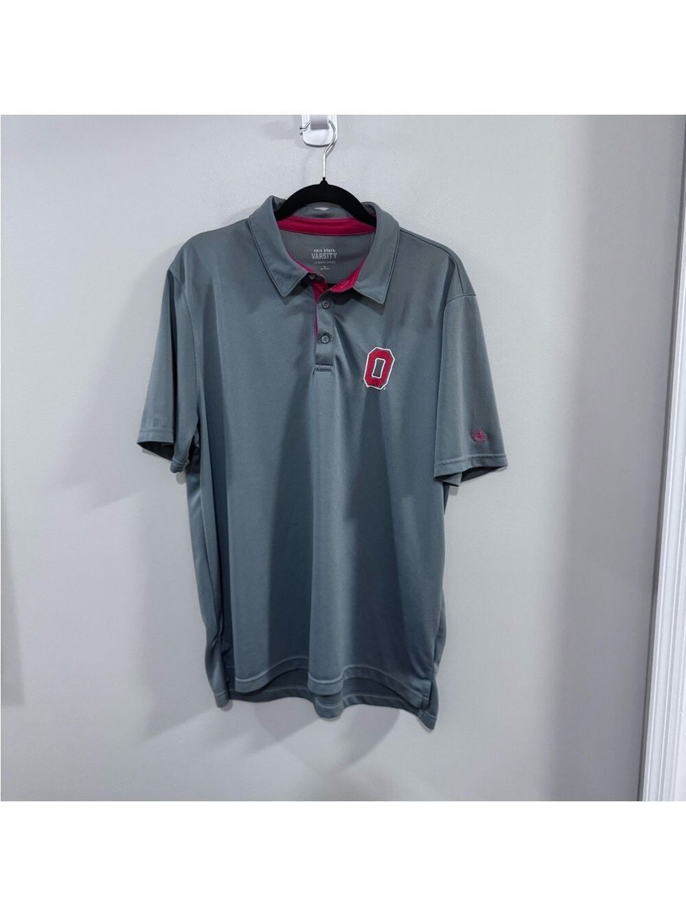 Men's Ohio State Varsity Authentic Apparel Gray Polo Casual Shirts. Size XL